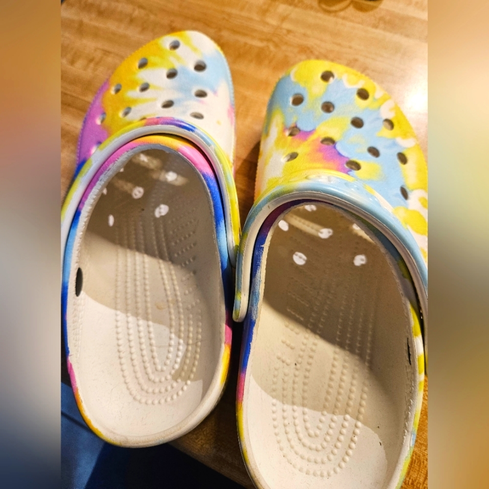 Tie dye crocs